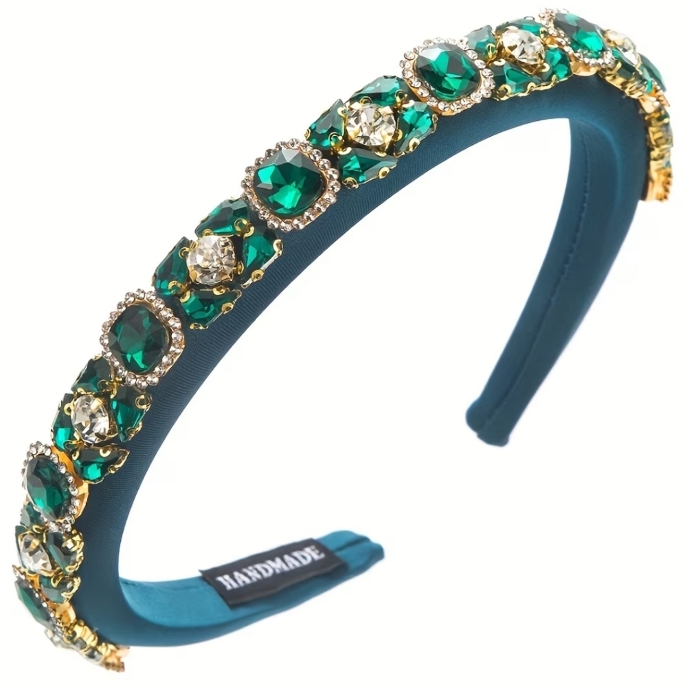 Rhinestone Headband, Green NEW